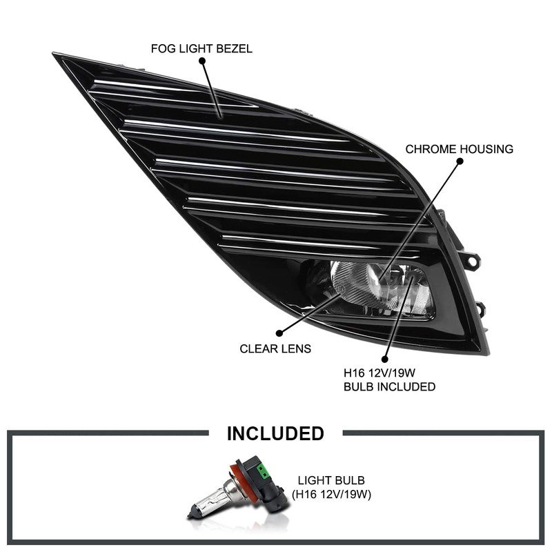 Spec-D Tuning Clear Bumper Driving Fog Lights + Bulbs +
