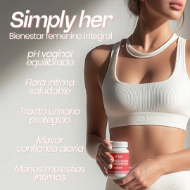 SIMPLY HER Probioticos Mujer  Flora Intima  pH Balanceado  30 das de Suministro  Bienestar Femenino  Probioticos Femeninos  fibras Prebioticos y...   