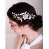 Chargances Gold Flower Crystal Hair Comb for Wedding Bridal Leaf