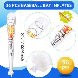 Sonarun 36 Pack 25.6 inch Inflatable Baseball Bats Bulk Blow Up Baseball bat inflates for Summer Pool Baseball Birthday Party Favors