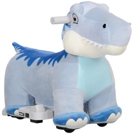 Qaba 6V Kids Electric Ride on Animal, Battery Powered Tyrannosaurus Ride on Toy, with Music Forward, PU Wheels, Foot Pedal, Riding Horse Toy for Girls Boys Aged 18-36 Months, Blue