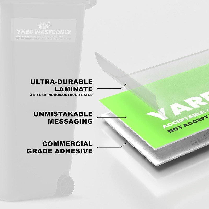 Yard Waste Sticker - Yard Waste Bin Sign - with
