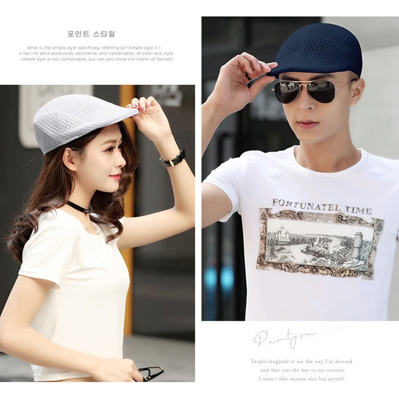 Rayson Flat Cap Breathable Summer Mesh Golfer Hat Newsboy Hats