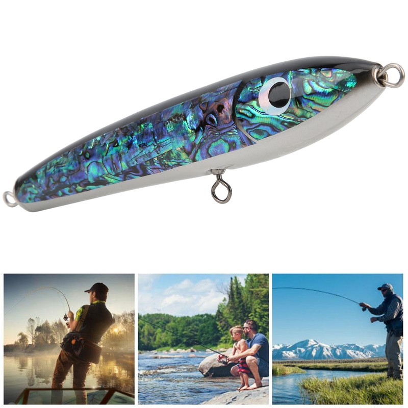 Fish Lure Abalone Shell Fishing Bait Wooden Crankbait for Tuna