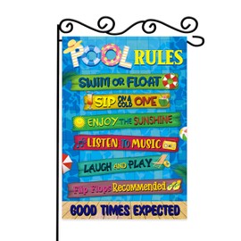 Pool Rules Signs Garden Flag,Enjoy The Sunshine Decoration,Summer Garden Flag,Pool Rules Sign Outdoor Funny Pool Rules Flag for Outside12.5 x 18 Inch