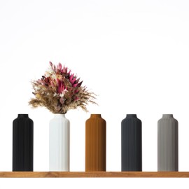 3D Vase Anouk Decorative Vase L 30 cm Floor Vase Decorative Vase Pampas Grass Dried Flowers (Light Grey)