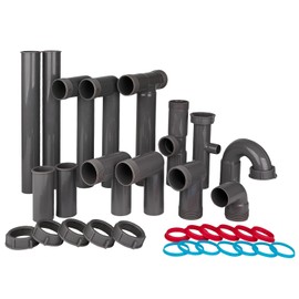 Universal 1-1/2" Kitchen Sink Drain Kit with P-Trap – Complete Plumbing Repair Kit for Most Kitchen Sinks, Includes Pipe Connectors & Installation Accessories, Easy DIY Installation