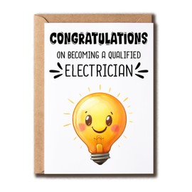 Congratulations On Becoming A Qualified Electrician Card - Electrician Graduation Card - Congratulations Grad Card - Cute Electrician Card
