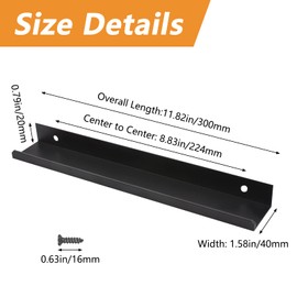 MOROBOR Matte Black Finger Edge Pull, 8pcs Concealed Modern Style Drawer Handle, Aluminum Alloy Invisible Wardrobe Handle for Home Kitchen Cabinet/300mm