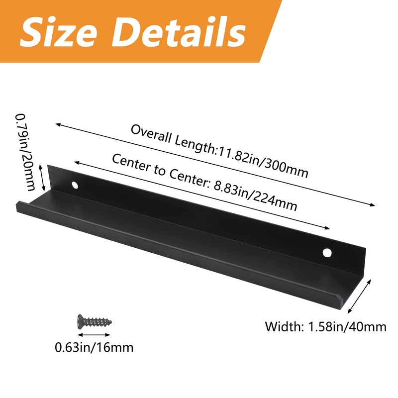 MOROBOR Matte Black Finger Edge Pull, 8pcs Concealed Modern Style