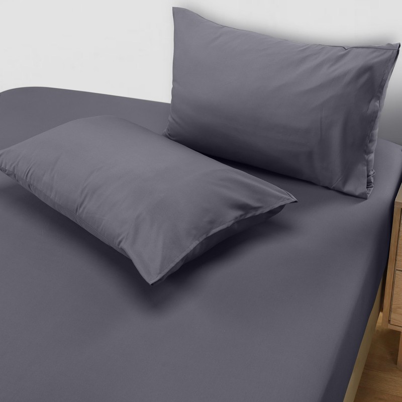Utopia Bedding Single Fitted Sheet with Pillow Case (50x75cm), Grey
