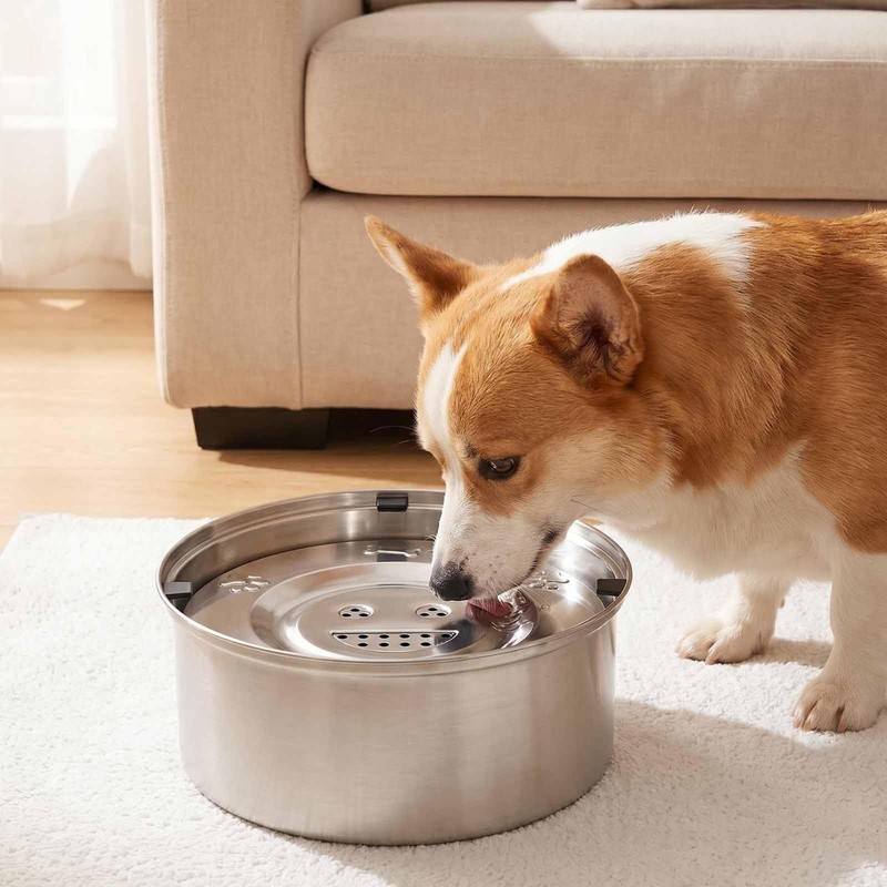 3L/101 oz Dog Water Bowl No Spill, Stainless Steel, Spill