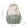 Cute Plaid Backpack with Plush Pendant Lightweight Large Capacity Student