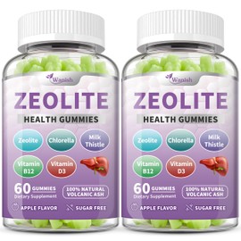 (2 Packs) Zeolite Gummies for Adults - Zeolite Clinoptilolite, Chlorella, Milk Thistle & Vitamins- Supports Immune Health, Gut and liver, Natural Metabolism, Vegan, Non-GMO, Sugar Free, Apple Flavor, 120 Count