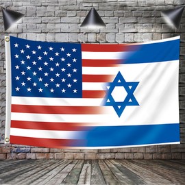 Fewern US Israel Flag American Israeli Friendship Flag (3x5Ft,Double-side) For Parade Indoor Outside Decor