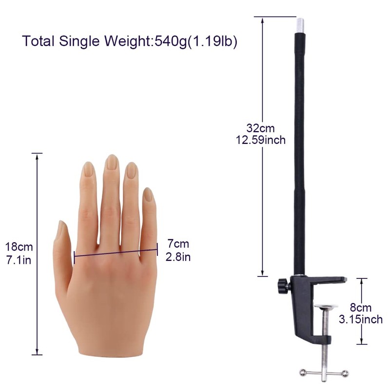 KnowU Practice Hand for Acrylic Nails Silicone, Nail Practice Hand