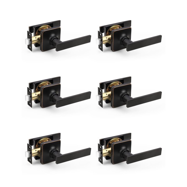 Mengico 6 Pack Passage Door Levers Oil Rubbed Bronze Finish,