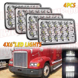 Unbranded 4PCS 4x6''Led Headlights Hi-Lo Beam for Kenworth KW T800 T400 Freightliner FLD12