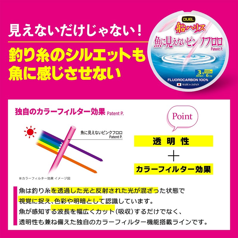 Duel Pink Floro Invisible-to-Fish Ship Harris 328.2 ft (100 m)