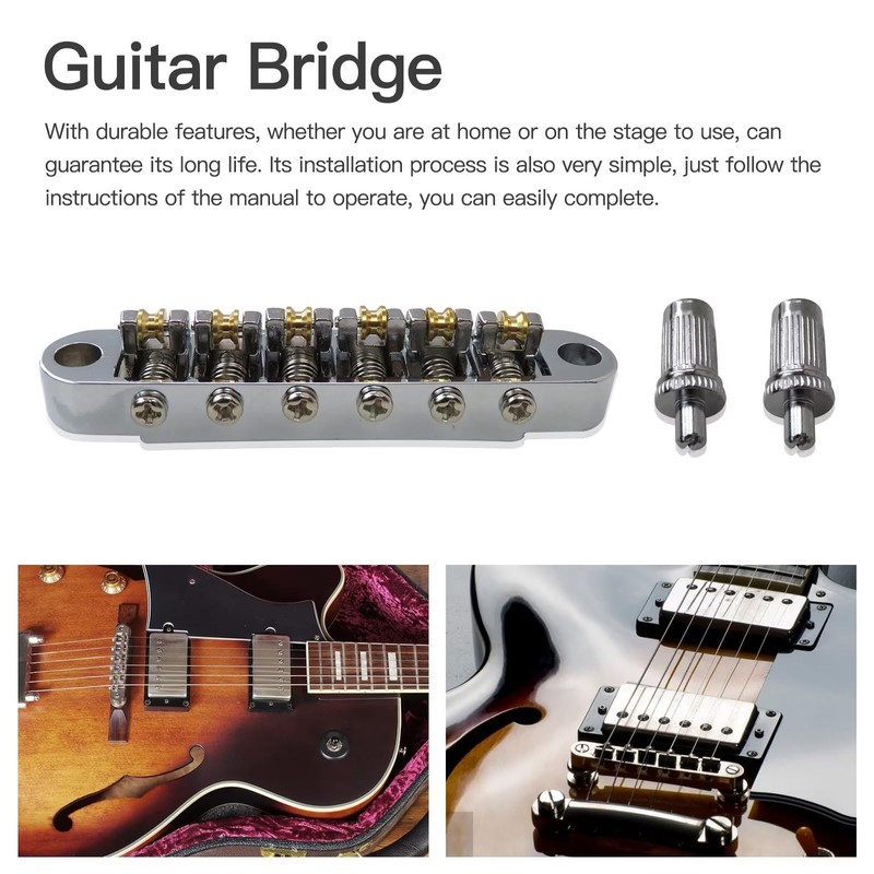 Silver Roller Bridge Roller Saddle Tune-O-Matic for Epiphone Les Paul