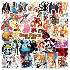 For One Piece Stickers Set of 50 Cute Anime for One Piece Stickers Waterproof Decals Cute Stylish Cartoon DIY Stickers Diary Suitcase Snowboard Suitcase Guitar Car Water Bottle Bicycle Skateboard Bike