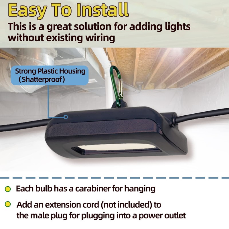 Owleye 50FT Led Work Light 85W 8000LM Waterproof Construction String
