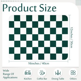 Tinideya Coffee Mat Checkered Dish Drying Mat for Kitchen Counter Coffee Bar Vintage Buffalo Dish Pad Absorbent Kitchen Drying Mat for Bar Station Accessories Easy Clean(Dark Green,12 x 16 Inches)