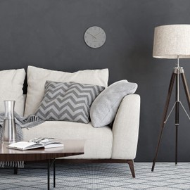 Cander Berlin MNU 2622 N Silent Wall Clock 22 cm without Ticking Noises Analogue Living Room Modern Vintage Grey Wooden Hands