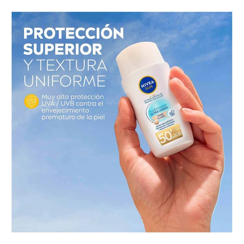Protector Solar Facial Nivea Sun Fluido Diario Tono Claro Antioxidantes
