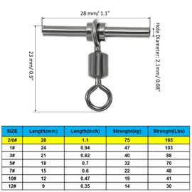 PATIKIL 165lb Fishing Swivels 30 Pack 3-Way T-Shaped Brass Swivel Sleeve Fishing Tackle High Strength Cross Line Swivels for Freshwater Saltwater (2/0#)