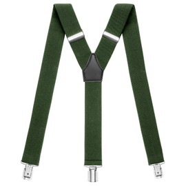 Sencillo Men's Braces with Strong Clips Y Shape, Green