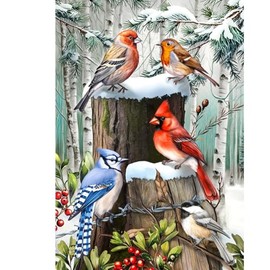 Briarwood Lane Winter Woodland Birds House Flag