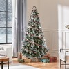 Yaheetech 6ft Pre-lit Frosted Artificial Hinged Christmas Tree with 818