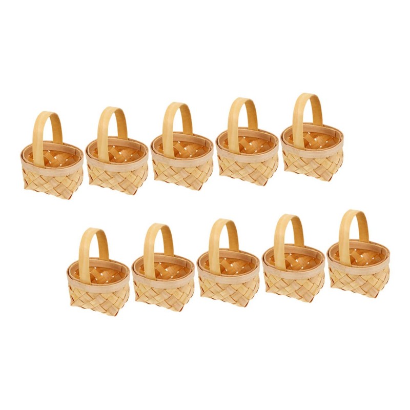 STOBAZA 2sets Tiny Woven Baskets Miniature Flower Baskets Seagrass Wedding