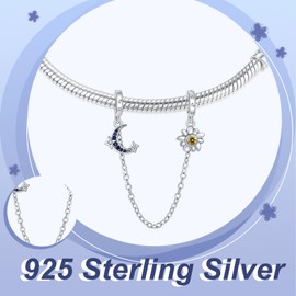 Simphman Love Heart 925 Sterling Silver Charms Dangles Love Forever Star Moon Sun for Bracelets and Necklace Jewellery Gift for Women Girls Family and Friends, Cubic Zirconia