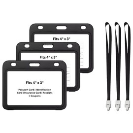 Ciana CDC Vaccination Card Protector 4 X 3 Inches with Lanyard Immunization Record Vaccine Cards Holder (Set A (3-Pack))