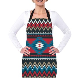 afidomu Kitchen Cooking Apron Native American Style Aztec Style Southwest Colorful Geometric Apron Home Baking Chef Apron Waterproof For Women Men 31X27 Inches