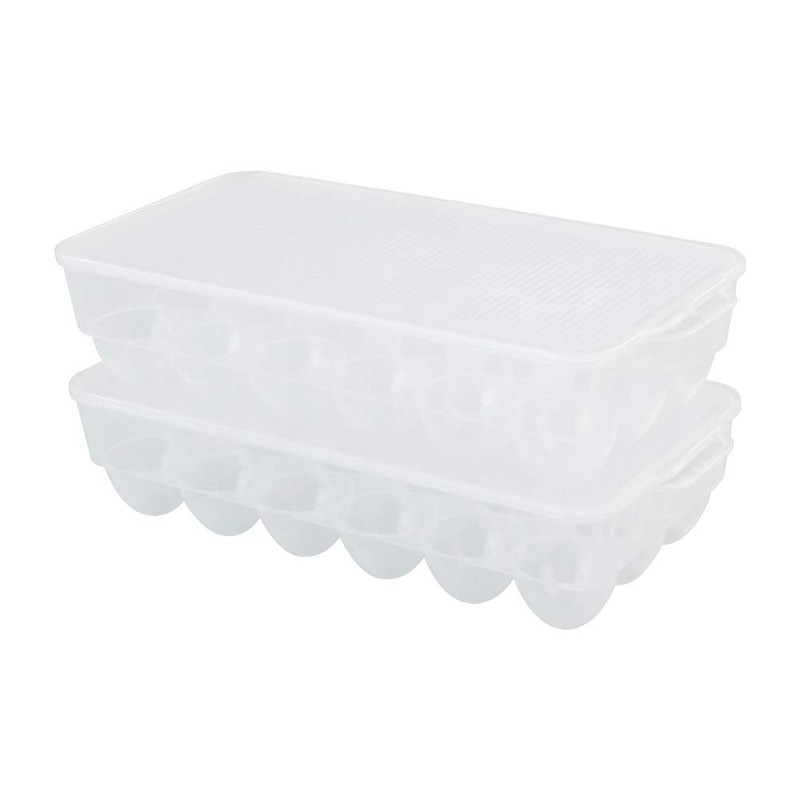 Bringer 2-Pack Plastic Egg Holders, Clear Refrigerator Egg Boxes for