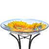 VCUTEKA Bird Baths for Outdoors, Glass Bird Bath with Metal