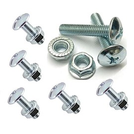 TERF® M6 X 60mm Roofing and Cable Tray Bolt with Flange Nut M6 (6mm) X 60mm Roofing Cable Tray Bolt Pozi Drive Dome Head with Serrated Hex Flange Nut Steel - Pack of 10