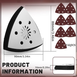NCTNCX Pack of 4 Multitool Sanding Plate 80 mm, Triangle Sanding Disc with 14 Sandpaper Triangle Sanders 80 mm, for Wood, Metal, Hard Plastic, Plaster, Sanding, Rust Removal (3)
