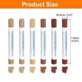 HARFINGTON Wood Filler Sticks 6 Colors Wooden Wax Touch Up Furniture Repair Crayons for Yellow Clay Color, Wood Straight Grain, Light Metallic Red, Light Yellow Oak, Wood, Light Sand