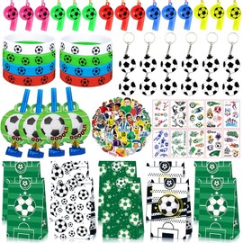 Football Party Bag Fillers for Kids Party Favour 122 Pcs Soccer Party Bag Stuffers with Goodie Bags Sticker Tattoo Stickers Bulk Toy etc Football Party Supplies for Birthday Party Return Present