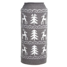 The Worthy Dog Woodlands Reindeer Sweater for Dogs, X-Small, Gray
