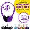 Yunsailing 30 Pack Over Ear Wired Headphones Bulk for School