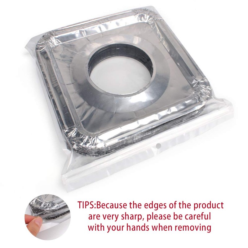 COCIDE 50 Pack Gas Burner Liners Aluminum Foil Square Stove