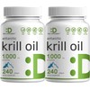 Paquete de 2 aceite de krill antrtico 1300 mg, 120 cpsulas blandas, sin arbustos, rico en fuente natural omega-3s EPA, DHA y astaxantina, suplemento  