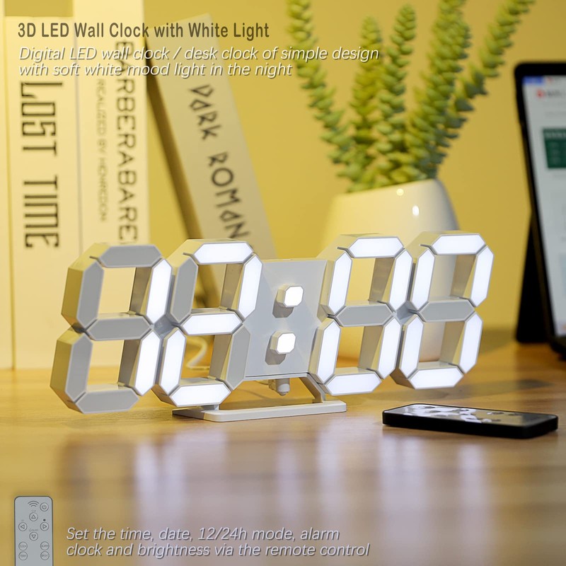 KOSUMOSU 3D LED Digital Wall Clock ,9.7", Large Display Table/