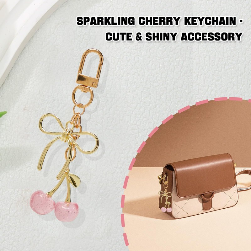 Kirsche Keyring, Charming Bag Charms, Bow Keyring for Car Keys,