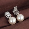 Pearl Diamond Stud Earrings Pearl Dangle Earrings for Women Sterling